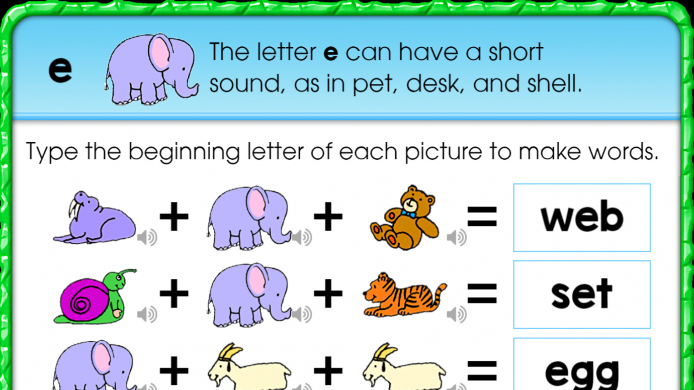 Short E Pictures to Word