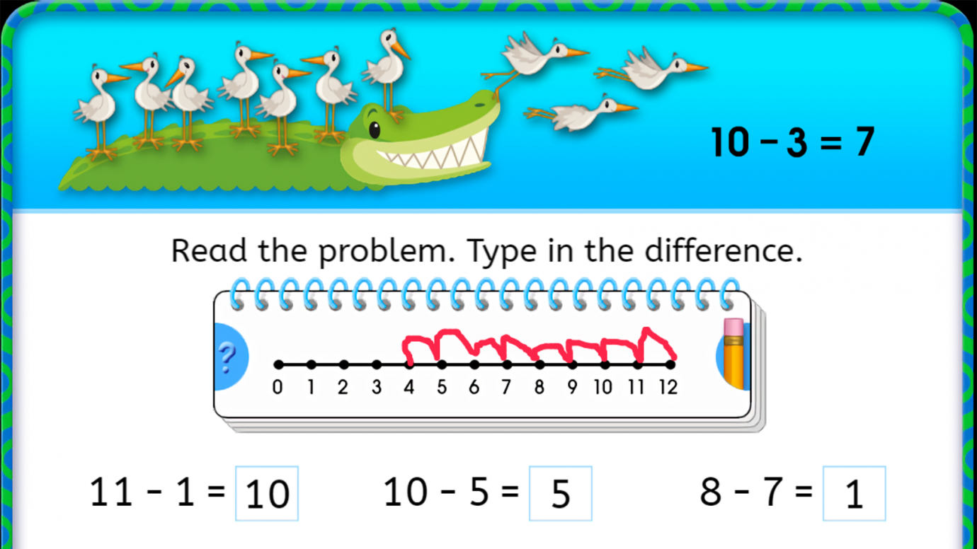 Subtraction: Use the Number Line: Differences to 12: 1st