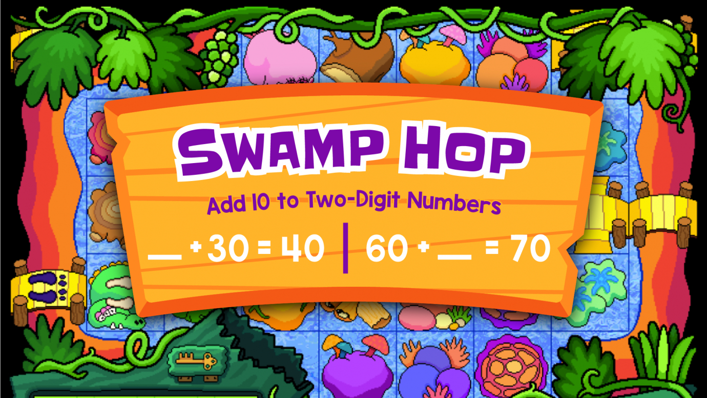 Swamp Hop Adding 10 to Two-Digit Numbers: 1st