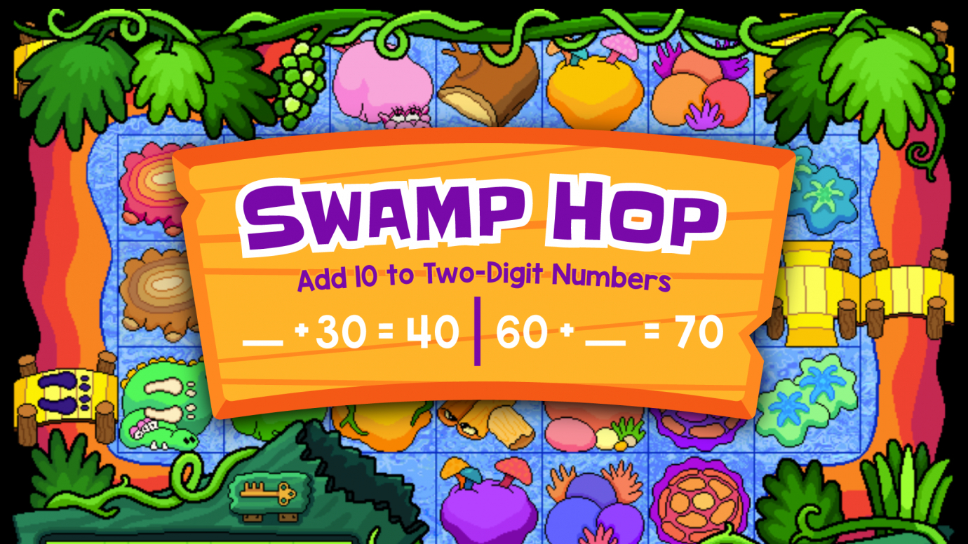Swamp Hop Adding 10 to Two-Digit Numbers