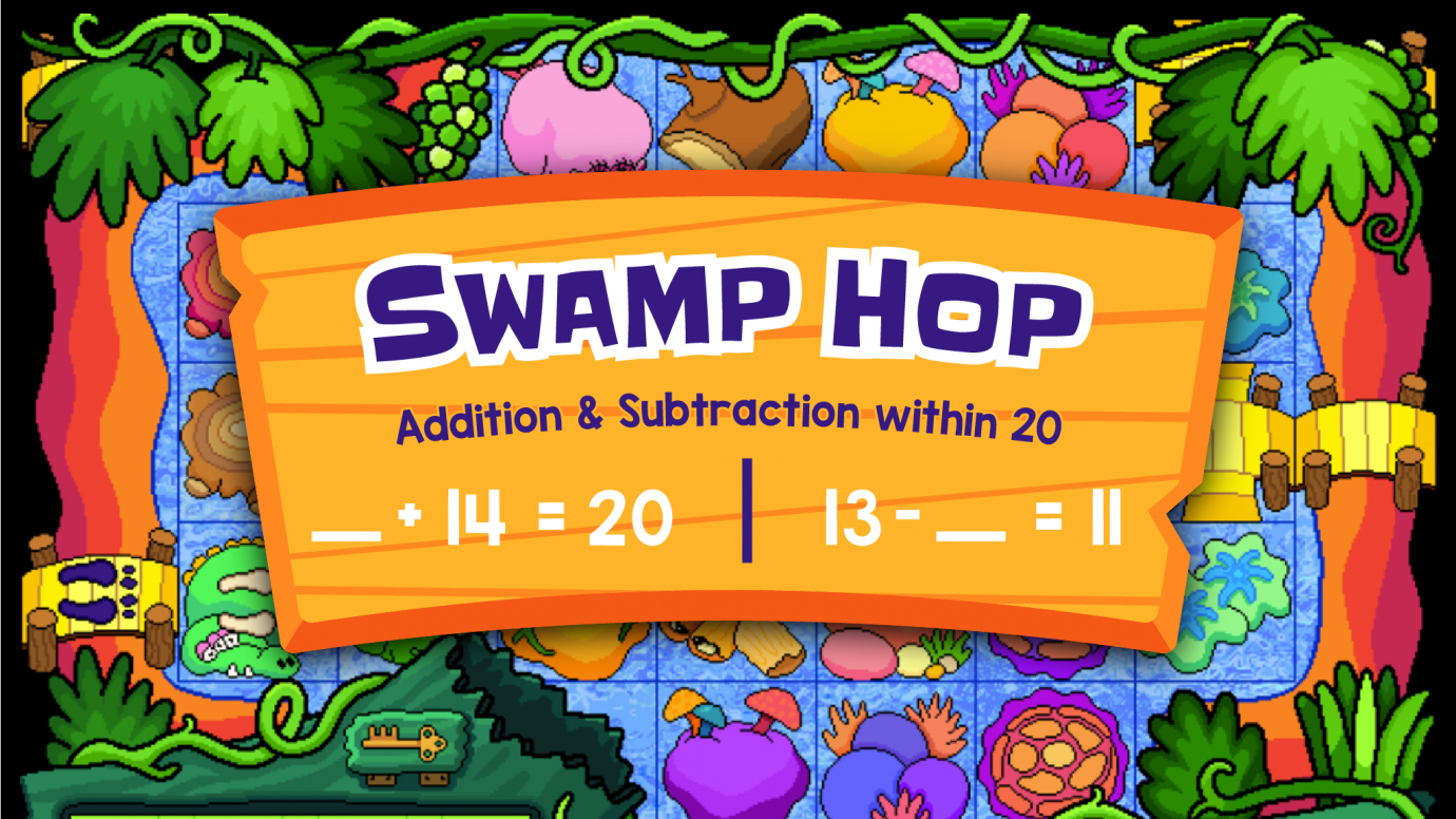 Swamp Hop: Fill in the Blanks: Addition & Subtraction to 20: 1st