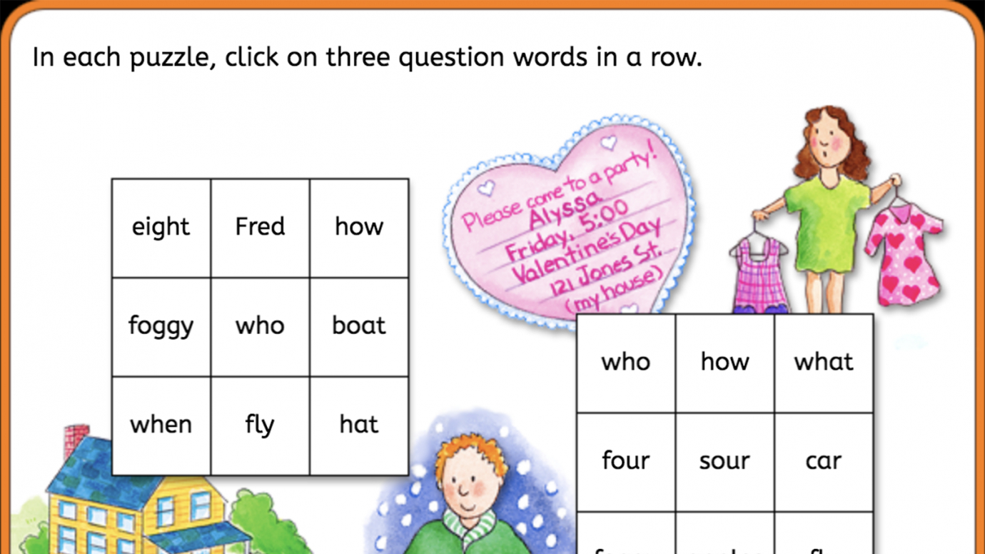 Three In A Row: Question Words