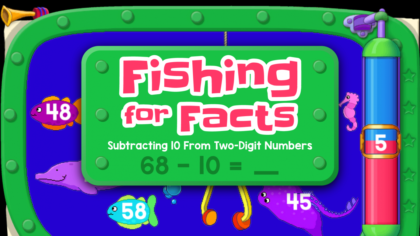 Fishing for Facts: Subtract 10 From Two-Digit Numbers