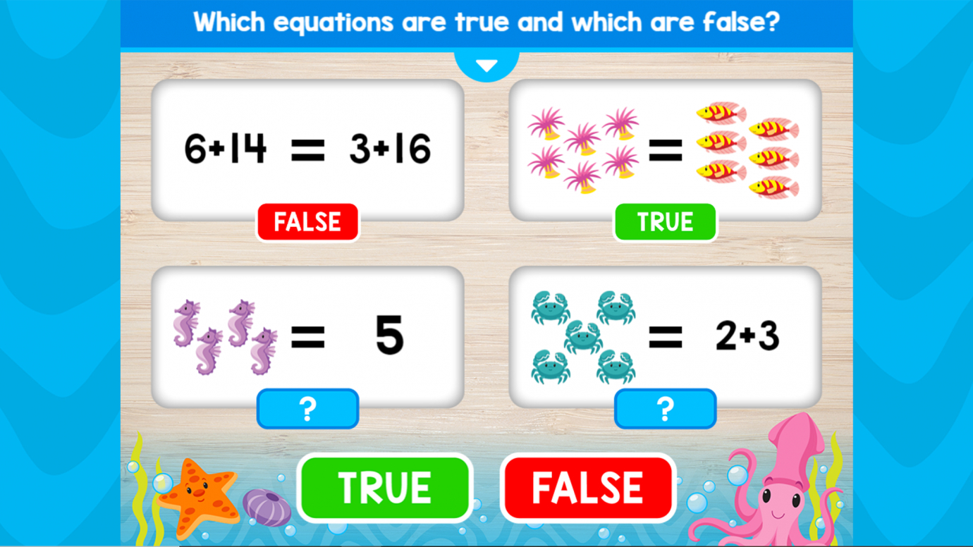 True or False Aquatic Equations: 1st