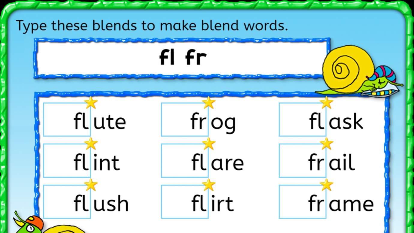Type 'F' Blends to Finish the Words