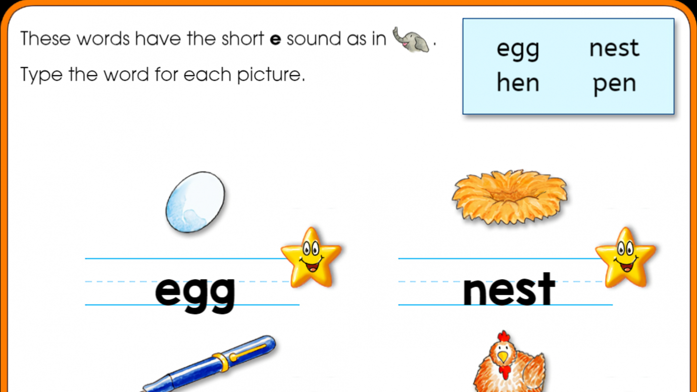 Type Short E Vowel Words