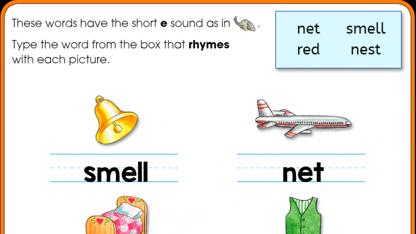 Type Short Vowel Words That Rhyme