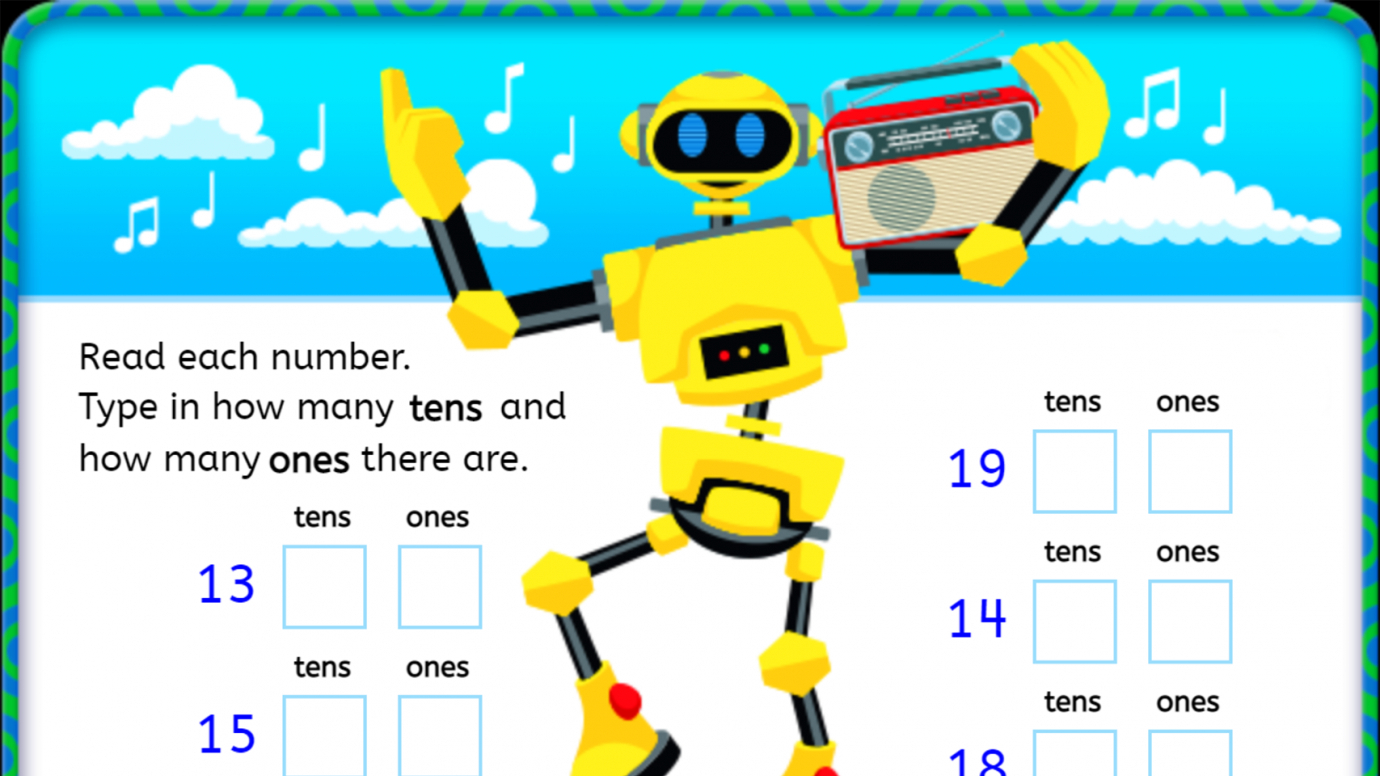 Two-Digit Place Value: Type numbers 11-19: 1st