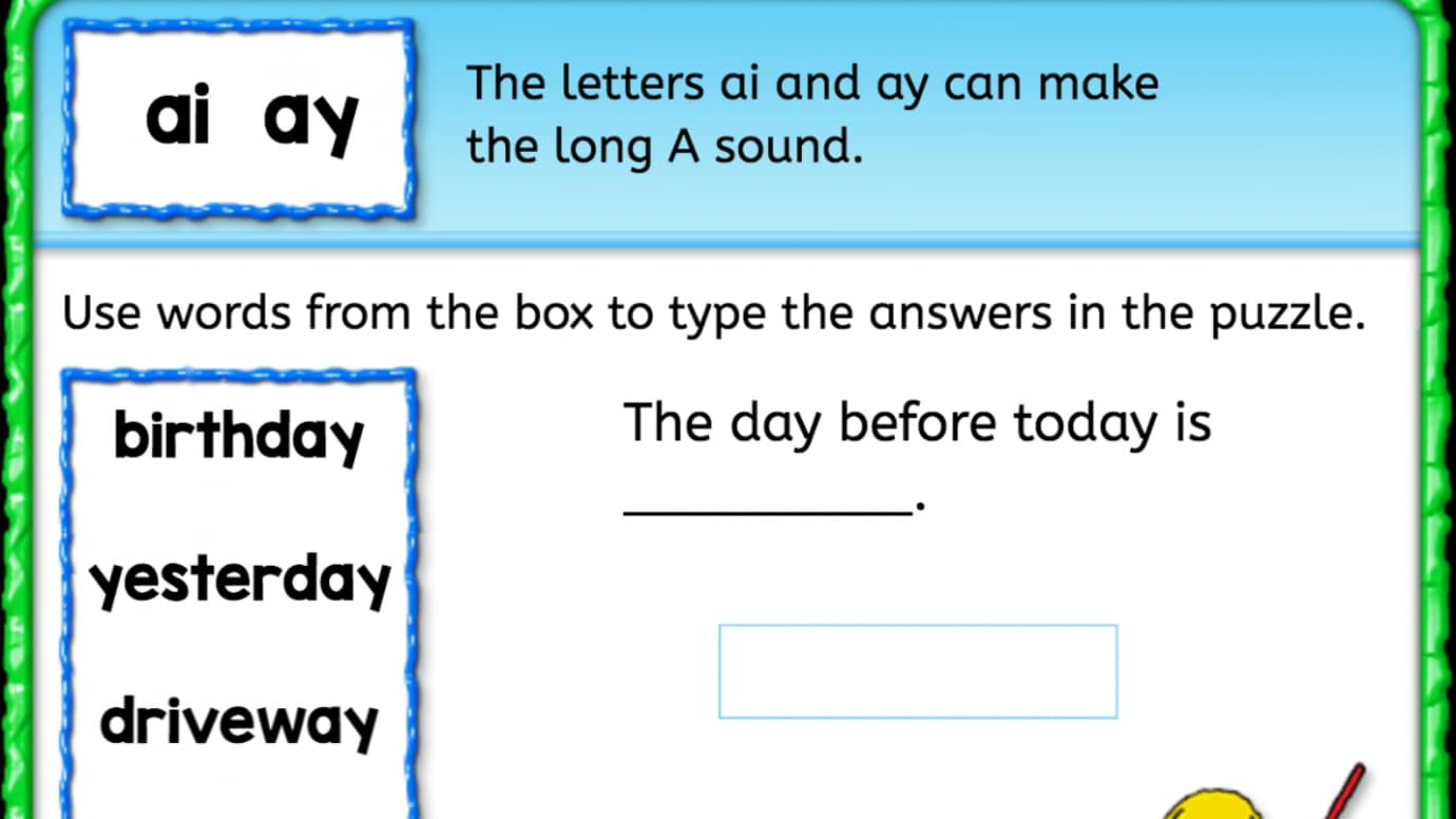 Word Bank: Long 'a' sound