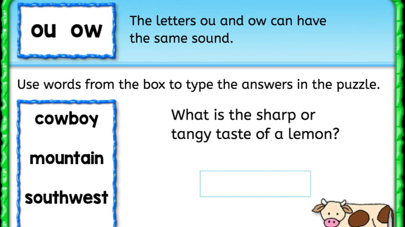 Word Bank: Same Sound - 'ou' 'ow'